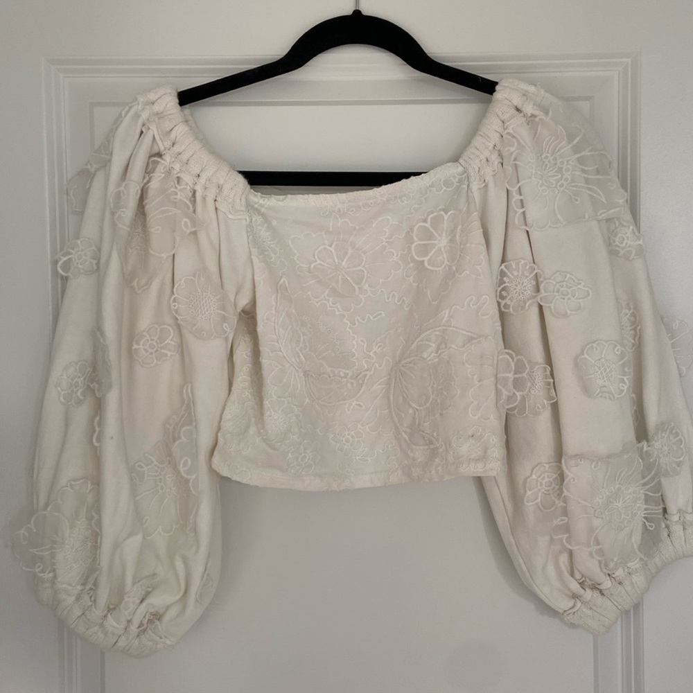 Free People White Floral Top